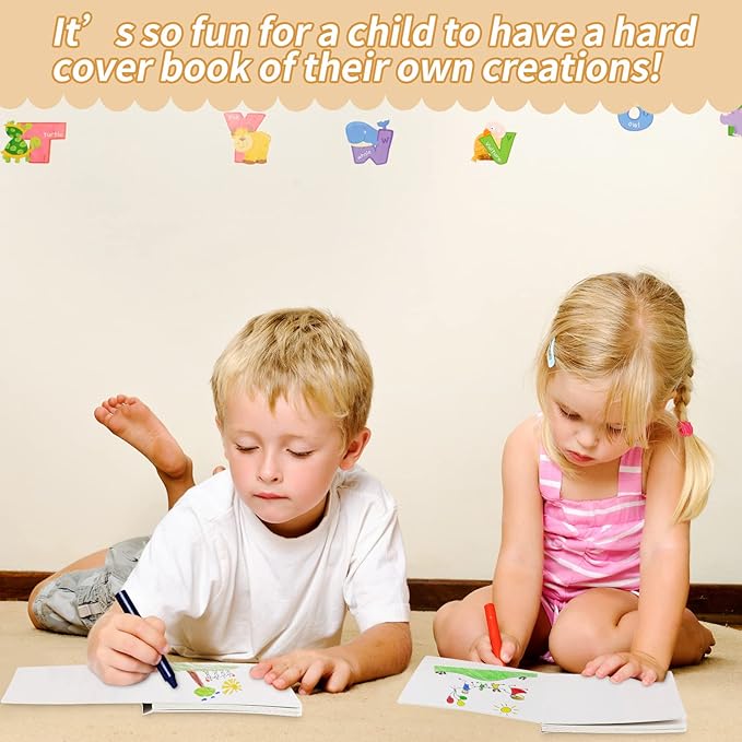 Gueevin 4 Pcs Hardcover Blank Board Book for Kids Chunky Thick Pages Book for Students Adults Sketching Drawing Writing School Office (8 x 11 Inch)