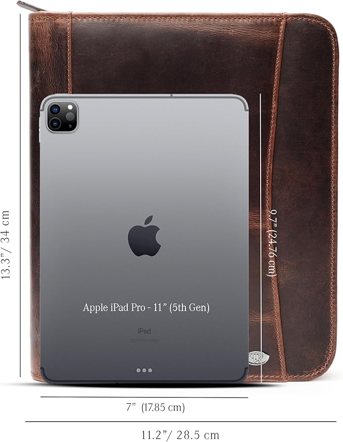 Leather Portfolio Binder, Professional Organizer Padfolio – Resume Folder, Business Card & Document Holder, Portfolios for Men & Women, Office & Business Supplies by Luxeoria | (Large - Brown)