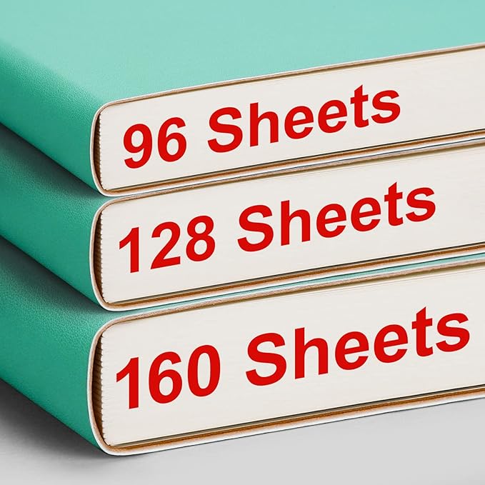 AHGXG A4 Notebooks College Ruled - 320 Pages Large Notebooks for Work, 8.5''×11'', 100gsm Thick Paper, Leather Softcover Thick Journal for Women Writing - Mint