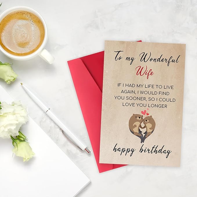 Romantic Wife Birthday Card, Sweet Birthday Card for Wife, Funny Birthday Gifts for Wife, Lovely Wife Birthday Card from Husband