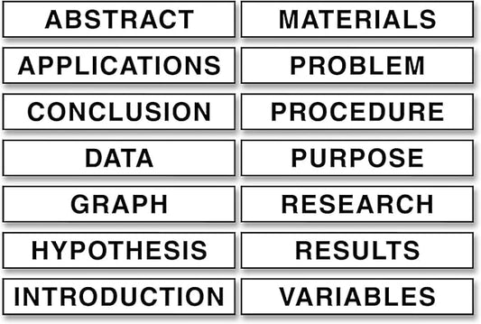 Pacon Self-Adhesive Presentation Science Subtitles, 14 Titles, 1-1/2" x 8-1/2" (3764), White