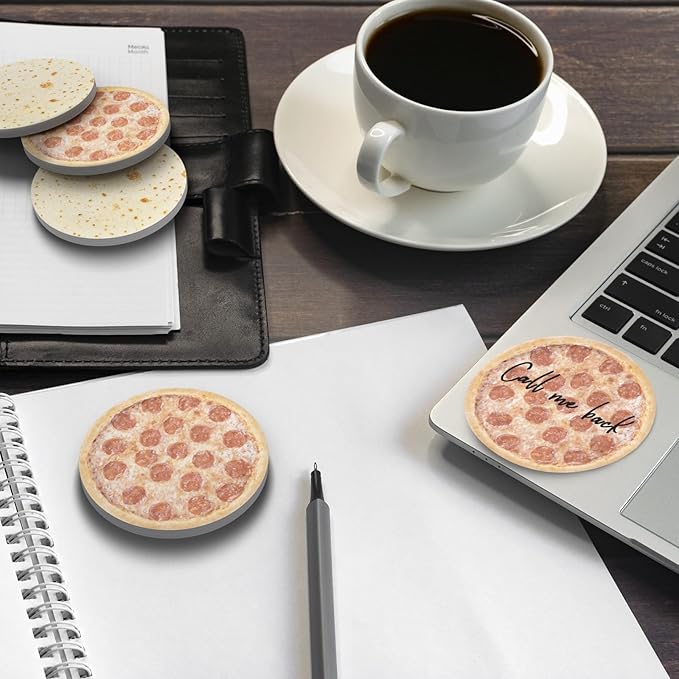 Funny Sticky Notes Cute 2 Pads, Fun Sticky Note Pads Burrito & Pizza Design, Cute Sticky Notes Office Desk Gifts, Self-Stick Note Pads, Set of 2, Round