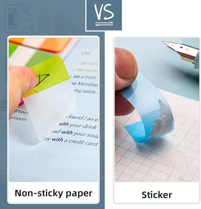 Golcellia Sticky Book Index Tabs, Page Tabs Markers 872 Pieces(5 Styles, 19 Colors) Annotation Tabs, Book Annotation Supplies Study Pack