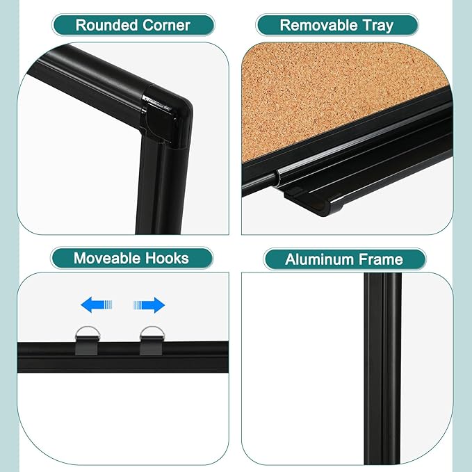 Double Sided Magnetic White Board，36"x24" Dry Erase Whiteboard for Wall with Black Aluminum Frame Presentation Board for School, Office and Home