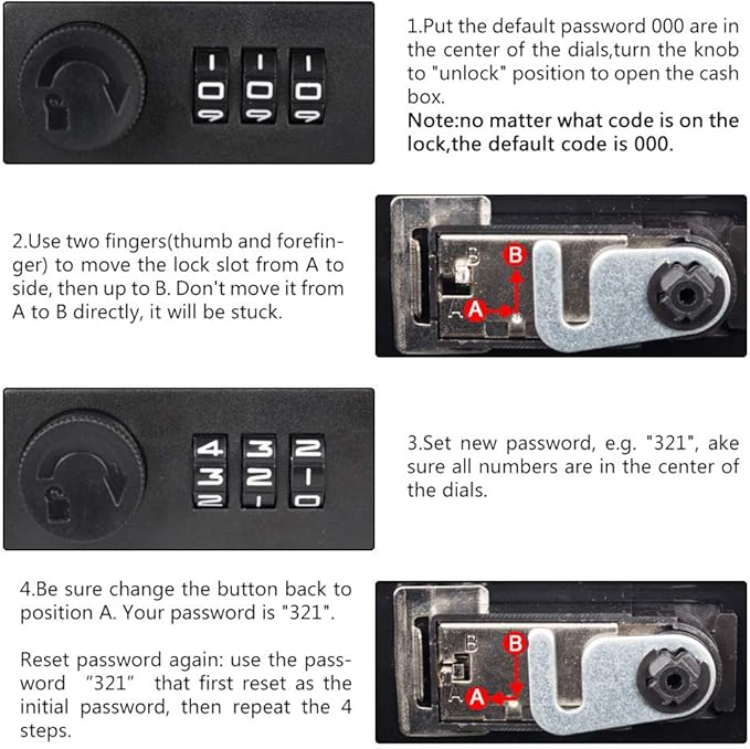 KYODOLED Medium Cash Box with Combination Lock Safe Metal Money Box with Money Tray for Security Lock Box 7.87x 6.30x 3.54Inch Pink Medium