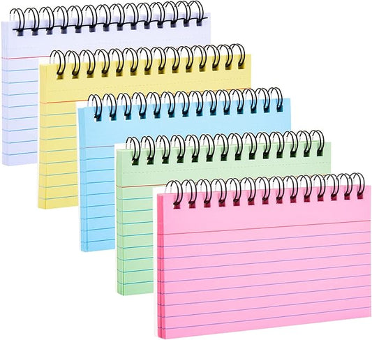 FRIUSATE Index Cards with Ring, 3x5 Inches Spiral Flashcards, Colored Ruled Notecards Index Cards Flash Cards with Ring for Studying Nursing School Office Taking to Do List(250 Sheets)
