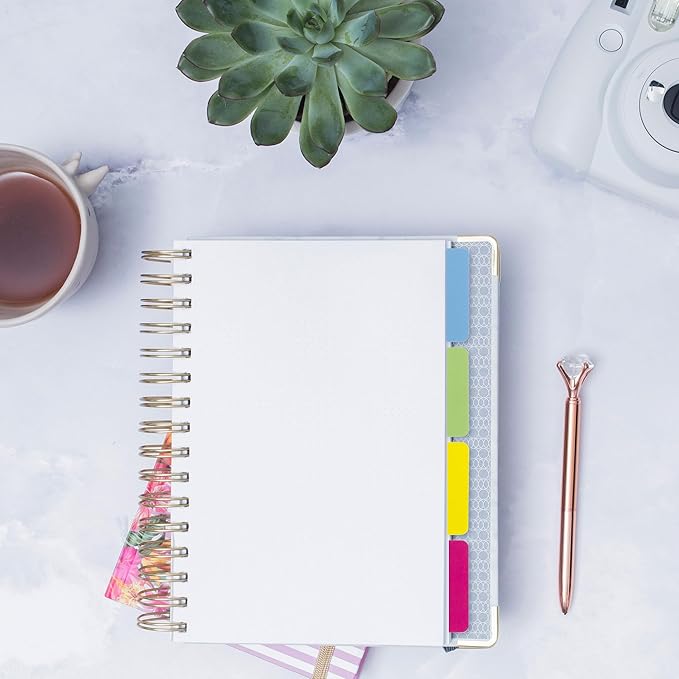 Desk Tech Sticky Index Tabs, 1.5" x 2", 16 Sheets - 4 Colors Self Adhesive File Tabs Flags Colored Page Markers Labels for Binders, Books and Notebooks