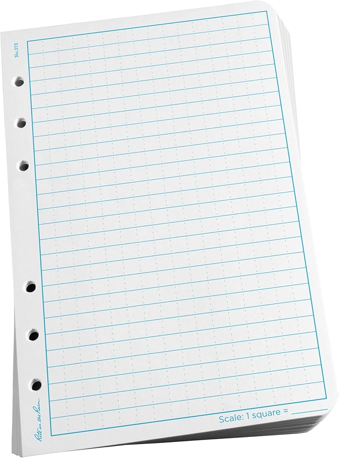 Rite In The Rain Weatherproof Loose Leaf Paper, 4.625" x 7", 32# White, Universal Pattern, 100 Sheet Pack (No. 372)