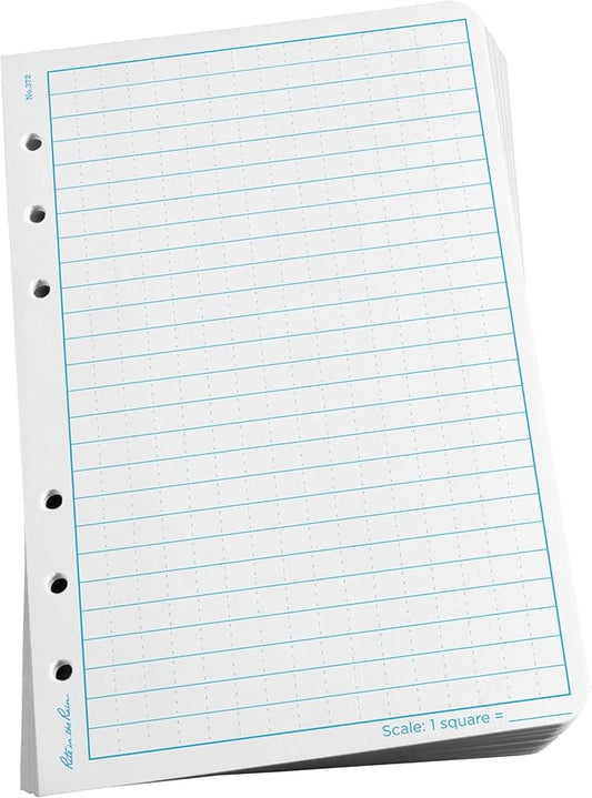 Rite In The Rain Weatherproof Loose Leaf Paper, 4.625" x 7", 32# White, Universal Pattern, 100 Sheet Pack (No. 372)
