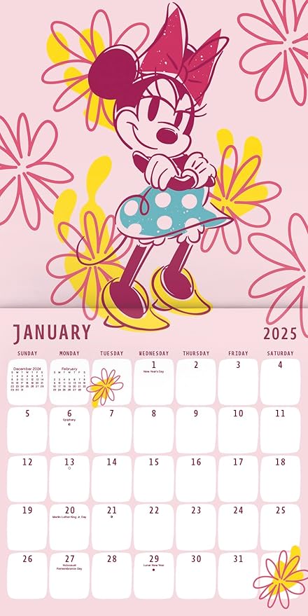 Disney Minnie Mouse Calendar 2025 - Deluxe 2025 Minnie Mini Calendar Bundle with Over 100 Calendar Reminder Stickers (Disney Gifts, Office Supplies)
