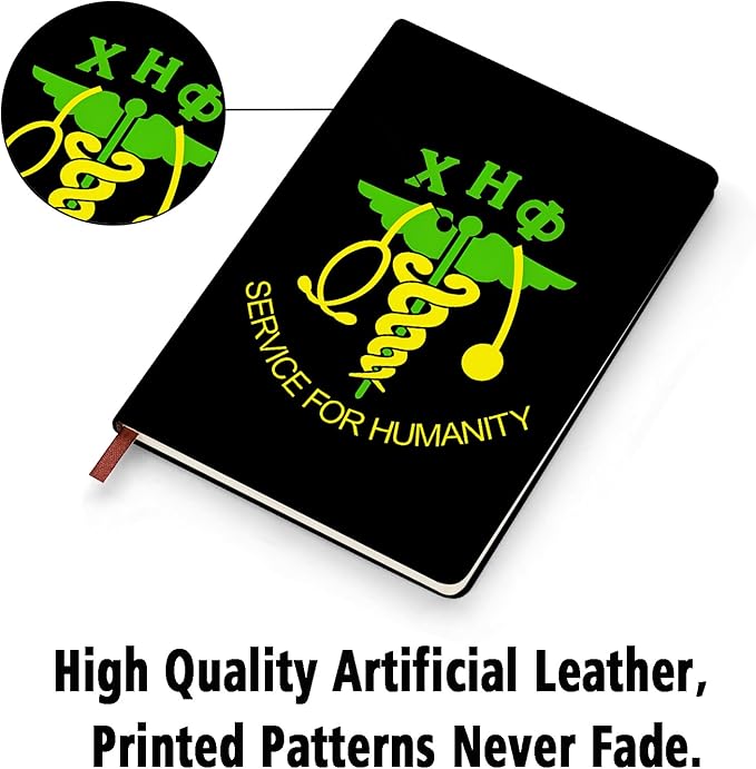 AKA Sorority Gift Leather Notebook for Women Girls Pink and Green Greek Sorority Journal Notebook Sisterhood Graduation Gift (service for humanity)