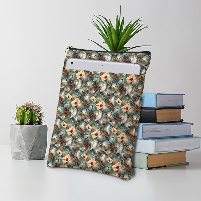 Magic Stuff Magic Owl Book Sleeve Book Cover Book Lovers Gifts Book Club Gifts Wizard Book Protector Book Gifts for Readers Women Magic Movie Fans Bibliophile Bookworm Aunt Graduation Birthday Gifts