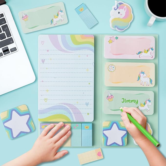 I Just Really Like Magic Horse Sticky Notes Set, 550 Sheets, Cute Magic Horse Self-Stick Notes Pads Animal Divider Tabs Bundle Writing Memo Pads Back to School Office Supplies Small Gift