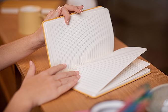 Hardcover Ruled Journal with Thick 100 gsm College Ruled Paper A5 size (8.3 inches x 5.4 inches) - Daily Writing Notebook Journal for Travel, School and Office Use - Diary Journal for Women and Men - Mustard