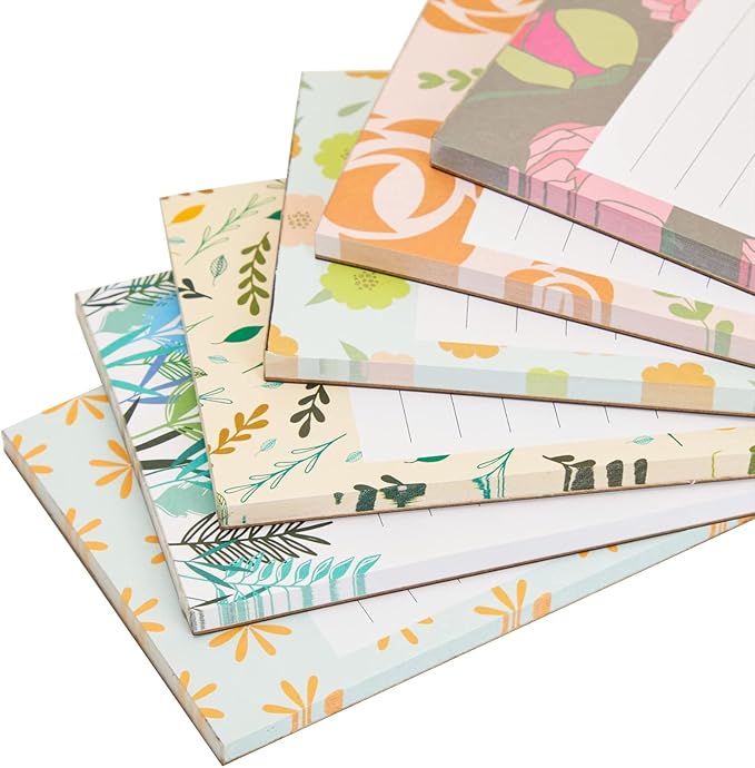 Juvale 6-Pack Magnetic Grocery List Pad for Fridge- Cute Shopping List Paper Note Pads for Refrigerator, To-Do Memos (6 Floral Designs, 60 Sheets Each)
