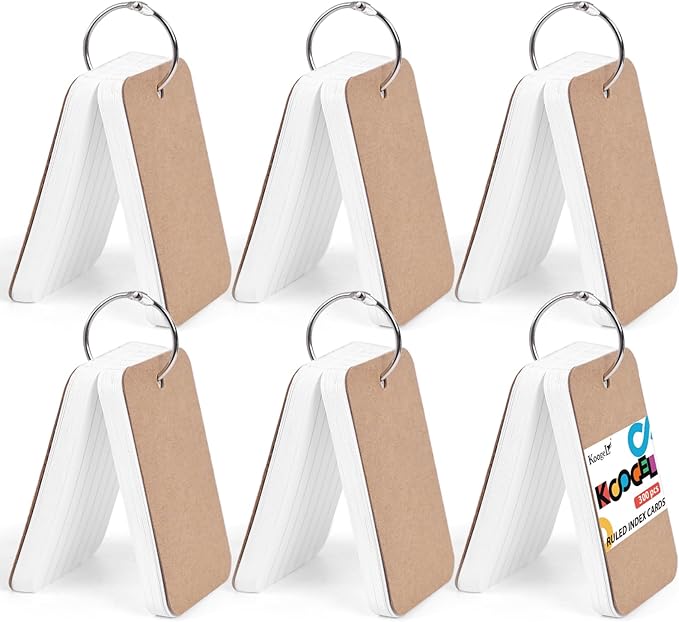 Koogel 300PCS White Ruled Index Cards, Ruled Index Cards 3.5" x 2.2" Lined Flash Cards Note Cards Study Cards Flashcards Notecards for Studying