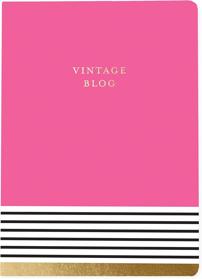 Graphique Soft Cover Journal,"Vintage Blog" Design - 200 Ruled Pages, Embellished with Gold Foil, 6" x 8.25" x .5" - Durable Notebook for Notes, Lists, Recipes, and More