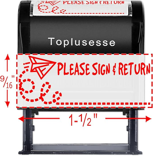 Please Sign and Return Stamp Self Inking Rubber Business Stamp Office Self Inking Return to Sender Message Stamp Office Supplies- Red Ink