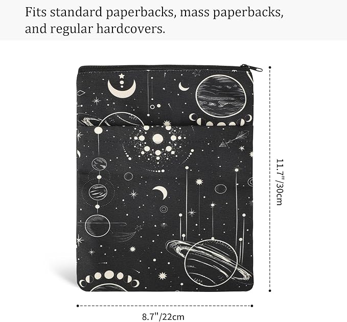 Book Sleeve Book Covers Book Protector Floral Printed with Zipper Washable Fabric for Teen Adult Book Lover Teacher Student(Medium,11 X 8.7 Inch)