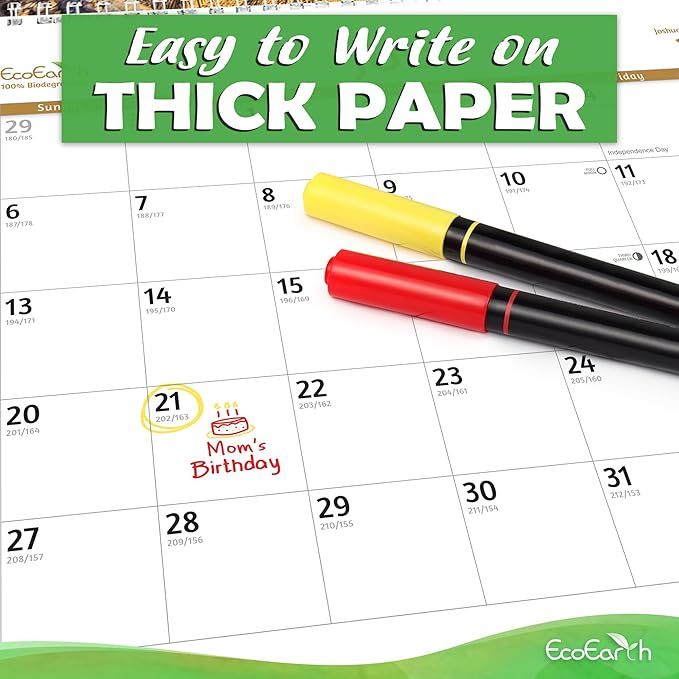 EcoEarth - Biodegradable 11x17 Inch (Open) 12-Month Vertical Hanging Wall Calendar - 2025 Monthly Calendar - National Parks