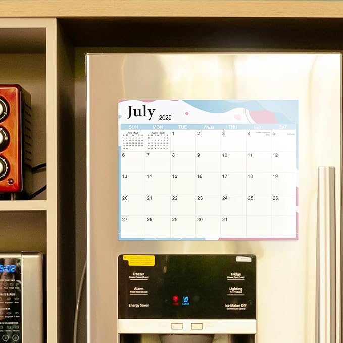 SKYDUE 2025 Magnetic Calendar for Refrigerator, Fridge Calendar 2024-2025, Jul 2024 to Dec 2025 18 Months Magnetic Calendar, 10" x 8", Modern Multi-Color