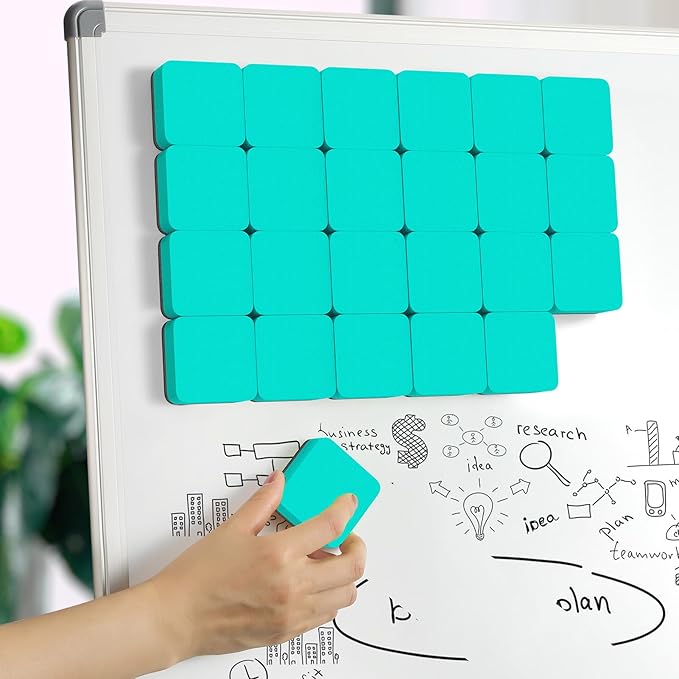 MaxGear Dry Erase Erasers, 48 Pack Magnetic Whiteboard Erasers for Classroom, Mini Whiteboard Cleaning Pads Bulk, Chalkboard Wiper Teacher Supplies for School, Office, Home (Green, 2 x 2 x 0.6 Inch)