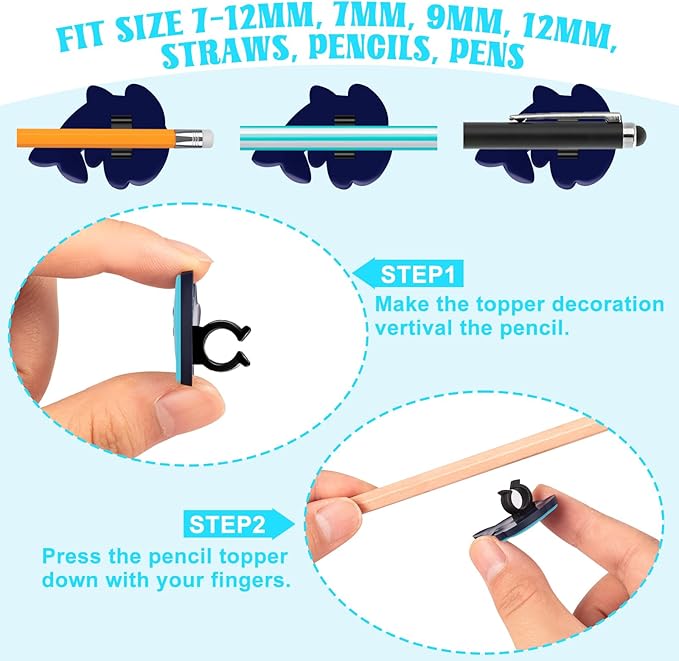 WDAHDHP Pencil Clips for Kids, 50Pcs Different Pencil Clips Topper, Cute Pencil Charms for Kids Students School Gifts Classroom Rewards