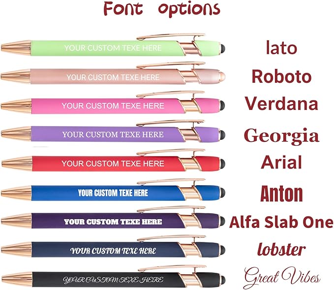 Up to 480 Pcs Personalized Pens in Bulk, Custom Metallic Printed Name Pens with Black Ink, Customized Pens Bulk with Stylus-Great Gift Ideas(Gold 12 Colors)