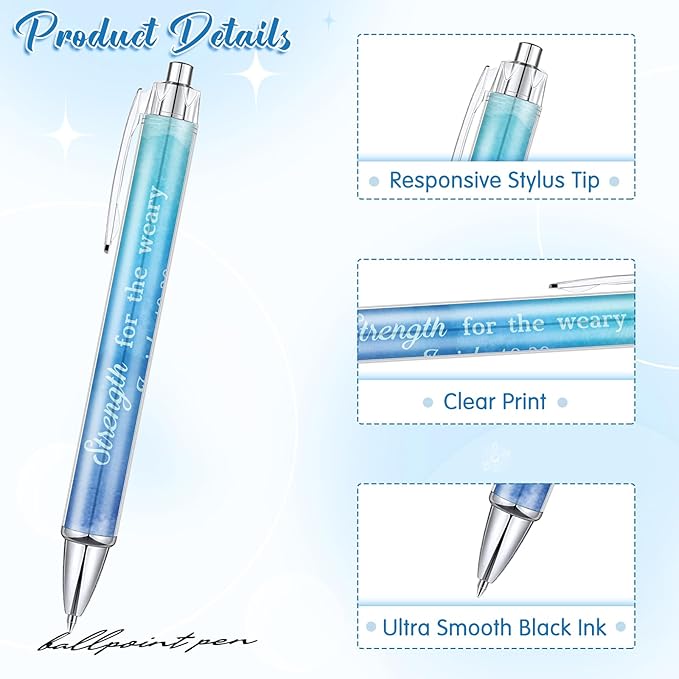 Tinlade 10 Pcs Christian Pens for Women Religious Ink Pens Easter Gifts Inspirational Quotes Bible Verse Ballpoint Funny Office Supplies for Women Men Coworker(Watercolor)