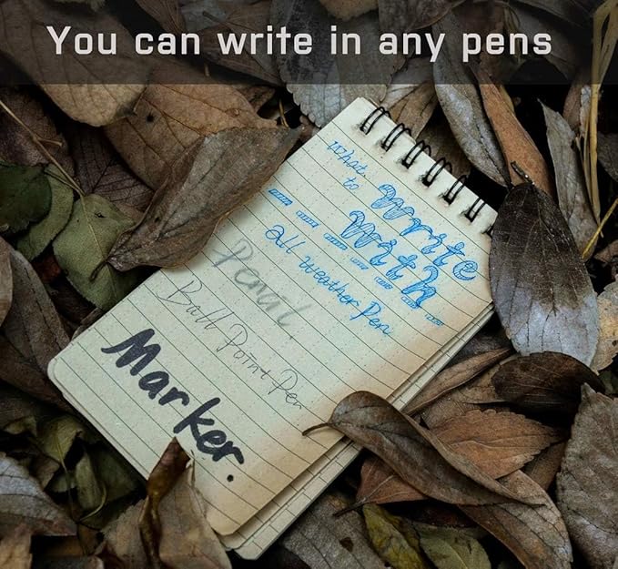 GLORYFIRE Waterproof Notebook Tactical All-Weather Spiral Memo Paper Notepad with Waterproof Grid Paper for Outdoor Activities Recording 3"x5" (10pcs)