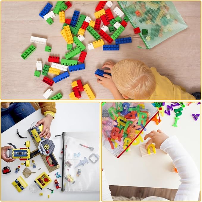 12pcs Large A4 Mesh Zipper Pouch File Bags YOPCDJ Reusable Zippered Pouches for Organizing Classroom, Board Game Storage, Puzzle Bags