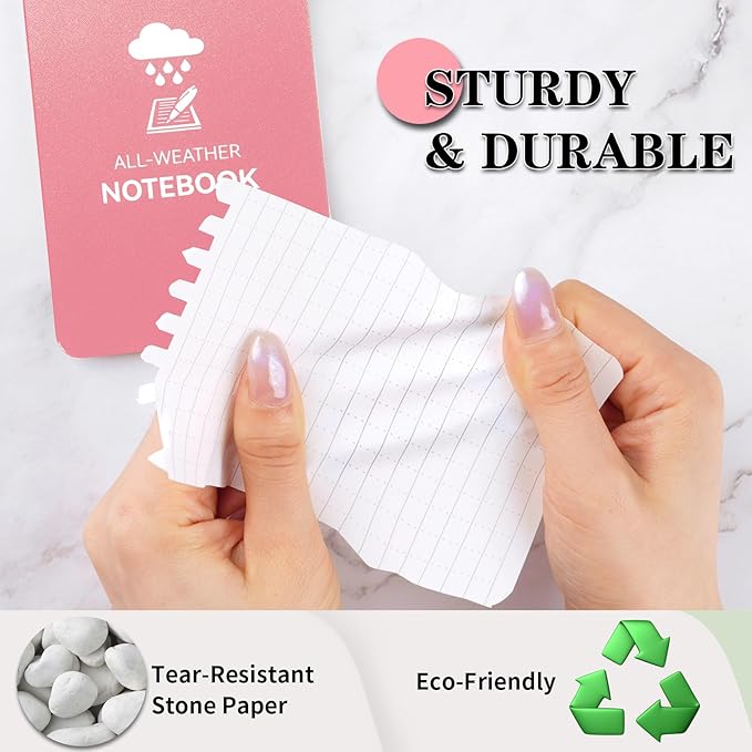 Waterproof Notebook, 4 Pack Top-Spiral Pocket Notepad, 3" x 5" Weatherproof NotePad, All Weather Police Pocket Notebook Little Memo Steno Note Pads for Outdoor Office School Recording, Black