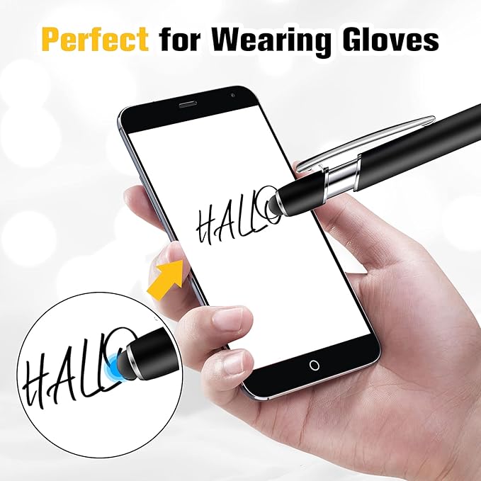 Zonon 38 Pieces Rubberized Ballpoint Pen with Stylus Tip Stylish Metal Pen Capactive Styli with Soft Rubberized Grip, Black Ink for Most Devices(Black)