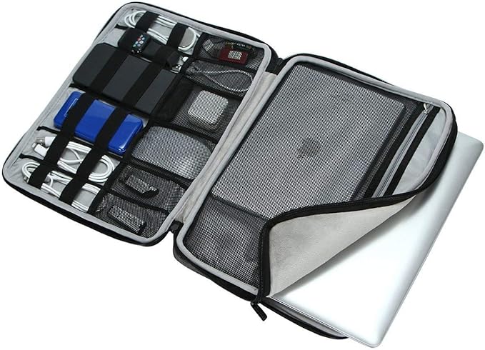 iCozzier 14 Inch Handle Laptop Briefcase Electronic Accessories Organizer Messenger Carrying Case Sleeve Protective Bag for 13.5-14.1 inch Laptop/Notebook/Ultrabook - Grey