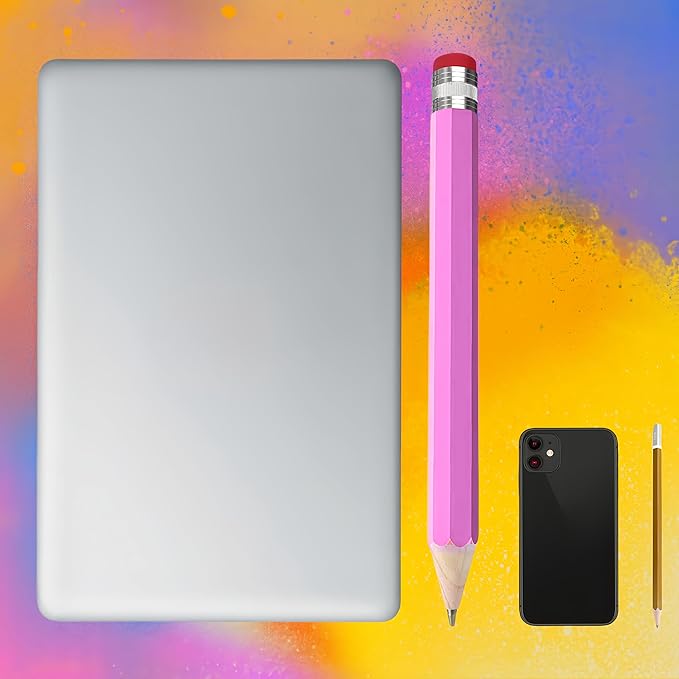 Wooden Jumbo Pencil for Prop Gifts Decor 14 Inch Funny Big Novelty Pencil with Cap Pink