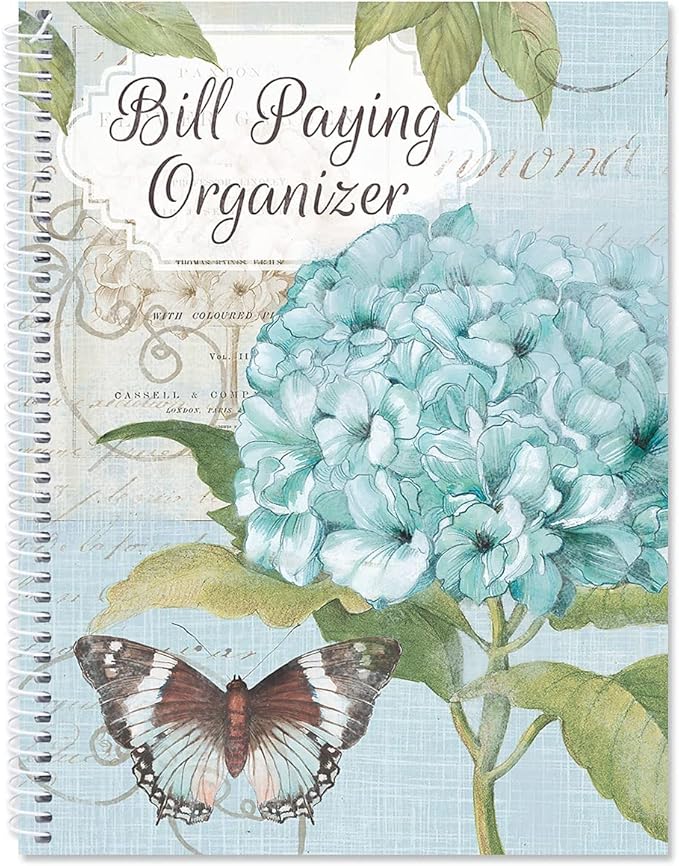 Hydrangea, by © Susan Winget, Bill Paying Organizer Book - Personal Account book, 9" by 12 inch, Spiral-Bound, 14 Pockets, 32 Label Stickers, Bill Tracking