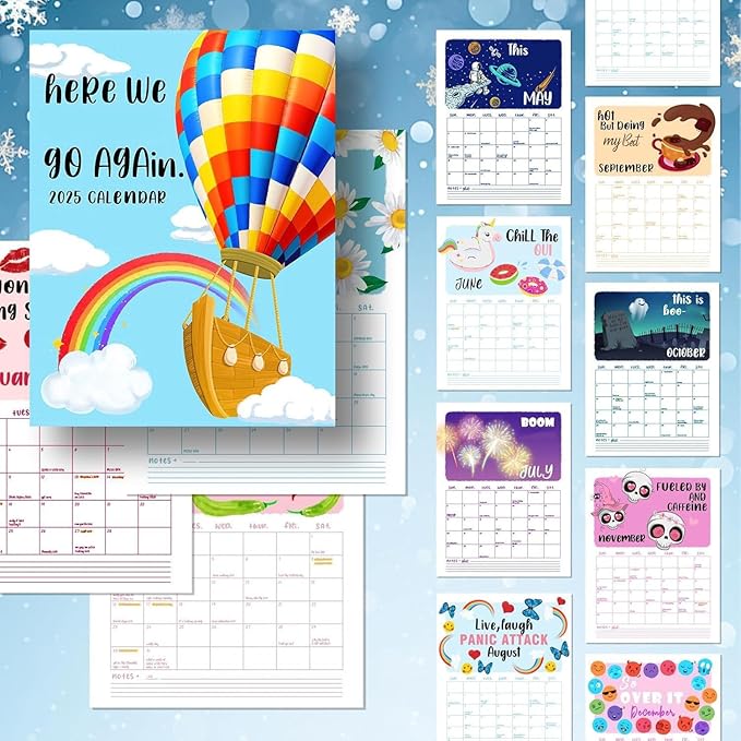 Here We Go Again 2025 Calendar, Fun Hanging Month Hanging Calendar, 2025 Monthly Friends Advent Calendar, Calendar 2025 Planner, Novelty Planning Wall Calendar Note Pads for Home Office