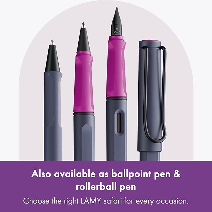 LAMY safari pink cliff - Fountain Pen with ergonomic grip & polished steel nib in size M - ideal for any Writing & Calligraphy - including LAMY T 10 blue cartridge - Right-Handed