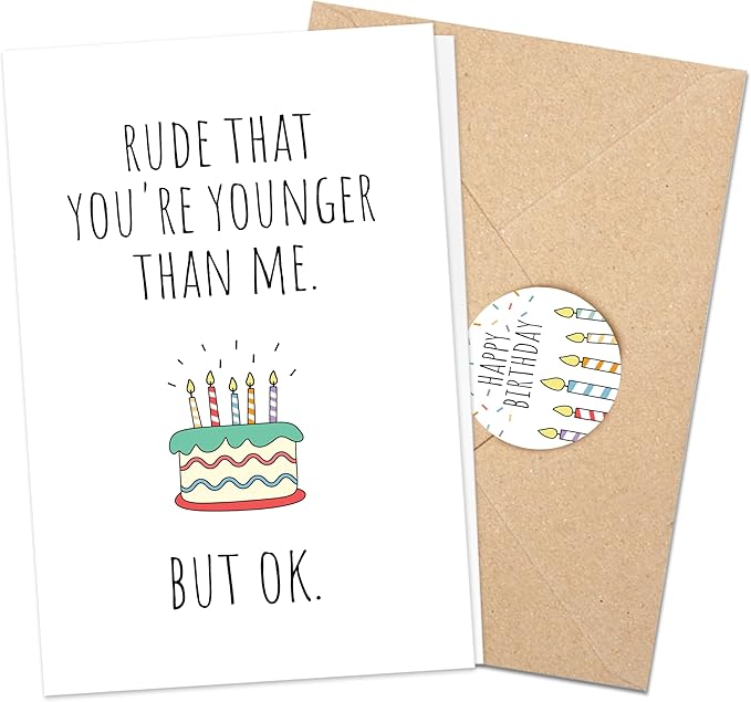 Funny Birthday Cards For Women Men, Happy Birthday Greeting Card for Her Sister Girlfriend, Husband Wife Birthday Gift, 30th 40th 50th 60th Blank Birthday Card for Best Friend with Envelope & Sticker