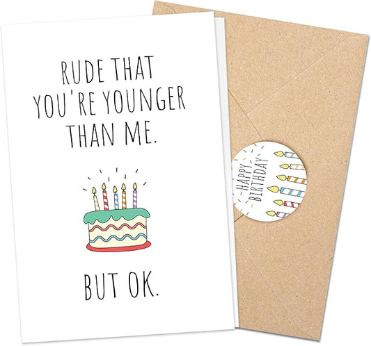 Funny Birthday Cards For Women Men, Happy Birthday Greeting Card for Her Sister Girlfriend, Husband Wife Birthday Gift, 30th 40th 50th 60th Blank Birthday Card for Best Friend with Envelope & Sticker