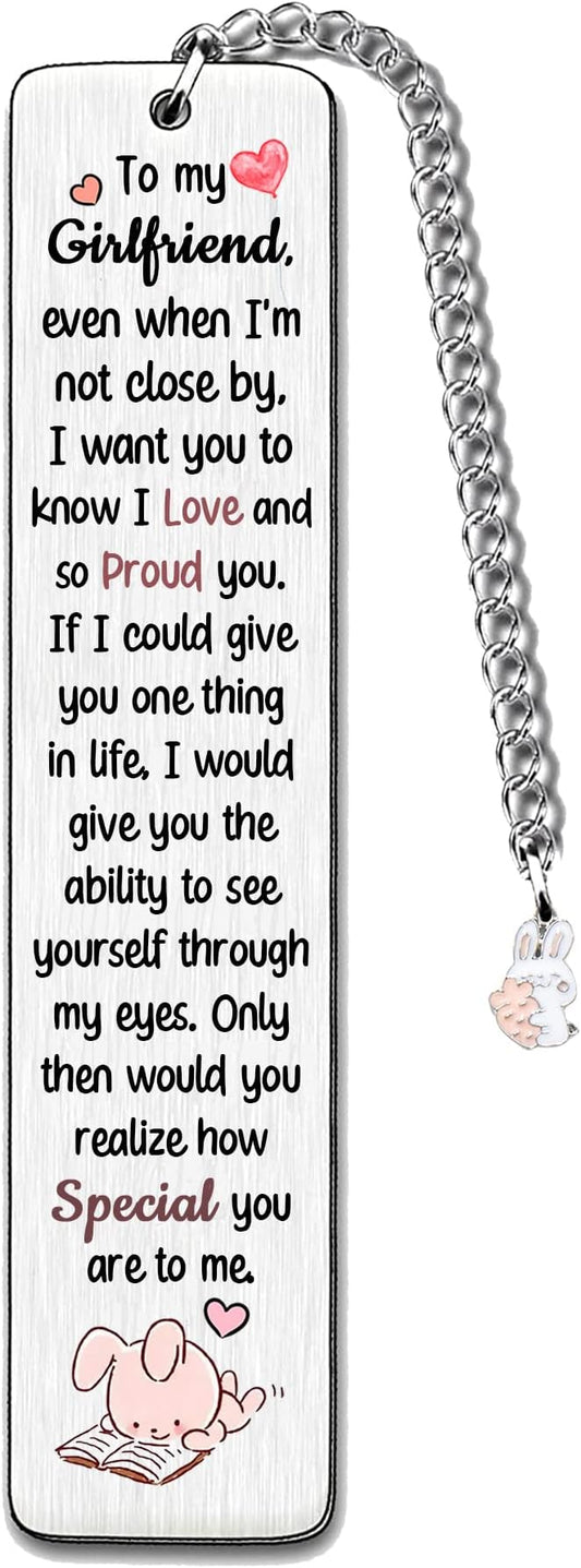 Girlfriend Bookmarks Birthday Gift Woman Christmas Encourage Bookmark Valentines Day Distance Miss You Rabbit Present Appreciate Engagement Love Reminder Keepsakes Sweet I Love Proud of You for Her