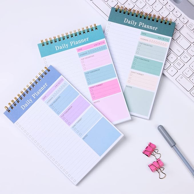 Set of 3 To Do List Notepad, 52 Sheets Undated Daily Planner 2024, 5.2"x7.8" To Do List Notebook, Daily Checklist for School/Office Supplies