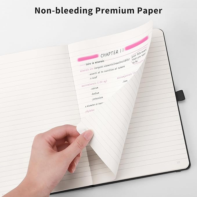 RETTACY Journaling Notebooks, A5 Lined Journal Notebook with 192 Numbered Pages, 5.7'' × 8.3'' Medium Size, for Writing, Work, Office, Leather Hardcover, 100 GSM Thick Paper (Orange)