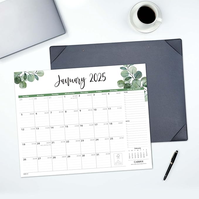 Large Desk Calendar 2025-2026 with Desk Mat, Cabbrix Desk Pad Calendar 22 x 17 Inch Runs From January 2025 to June 2026, Desk Blotter Calendar 2025 for Home School and Office
