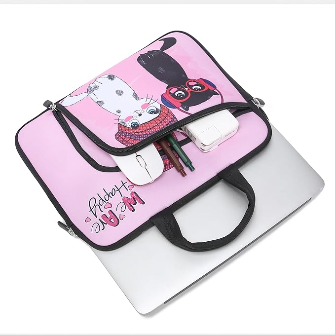 11.6 12 12.5 inch Laptop Sleeve Chromebook Case Ultrabook Case Notebook Sleeve Tablet Case Neoprene Handle Sleeve for Men Women, Two Pockets Fit Apple MacBook Air Samsung Acer HP DELL (Cute Cats)
