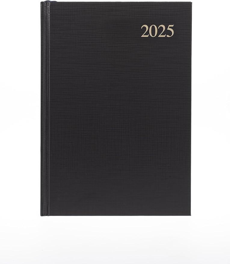 Collins Essential 2025 Business Diary - A5 Day to a Page Planner with Leathergrain Hardback Cover - Black - ESSA51.99-25