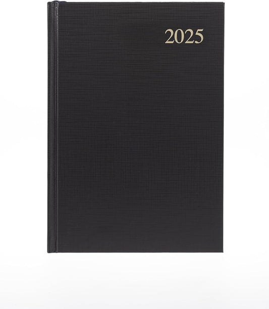 Collins Essential 2025 Business Diary - A5 Day to a Page Planner with Leathergrain Hardback Cover - Black - ESSA51.99-25