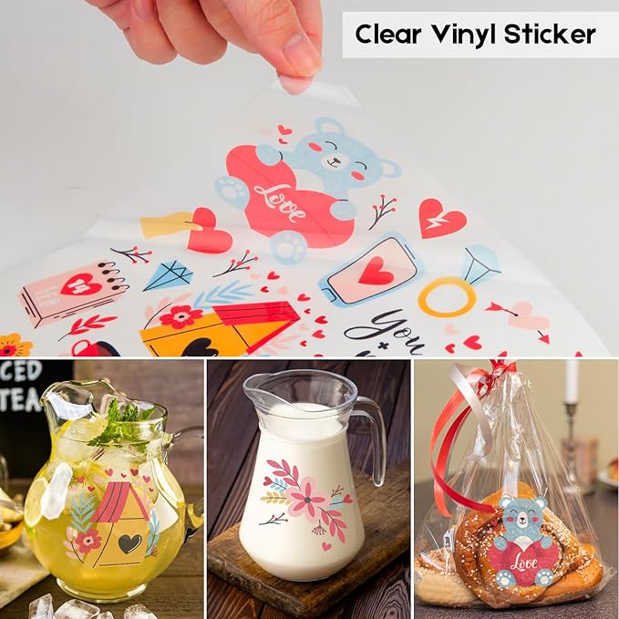 Premium Printable Clear Vinyl Sticker Paper for Inkjet Printers, 60 Sheets Transparent Paper of 8.5x11 "DIY Personalized Self-adhesive Paper That is Tear Resistant, Waterproof Labels,Easy to Cut