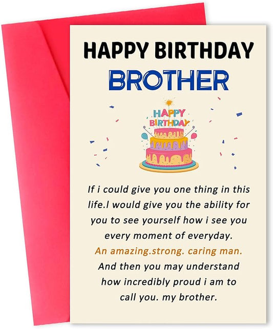 Funny Birthday Card for Brother, Happy Brother Birthday Card, Humorous Bro Bday Gift Cards, Brother Birthday Gifts from Sister