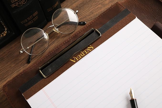 Leather Padfolio for Lefty, Business Portfolio Binder with Clipboard, Legal Pad Portfolio Folder for Men/Women - Khaki